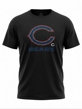 Fanatics Black Chicago Bears Graphic Tee NFL Vintage Football Size XL